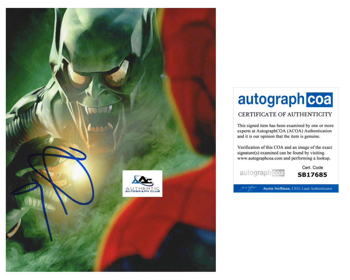 WILLEM DAFOE AUTOGRAPH SIGNED 8X10 PHOTO SPIDERMAN SPIDER-MAN GREEN GOBLIN ACOA