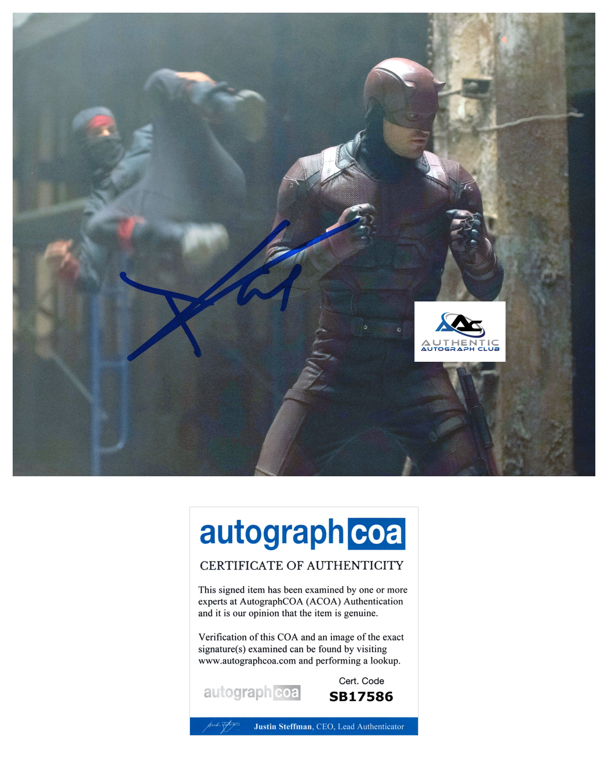 CHARLIE COX AUTOGRAPH SIGNED 8X10 PHOTO DAREDEVIL MATT MURDOCK ACOA