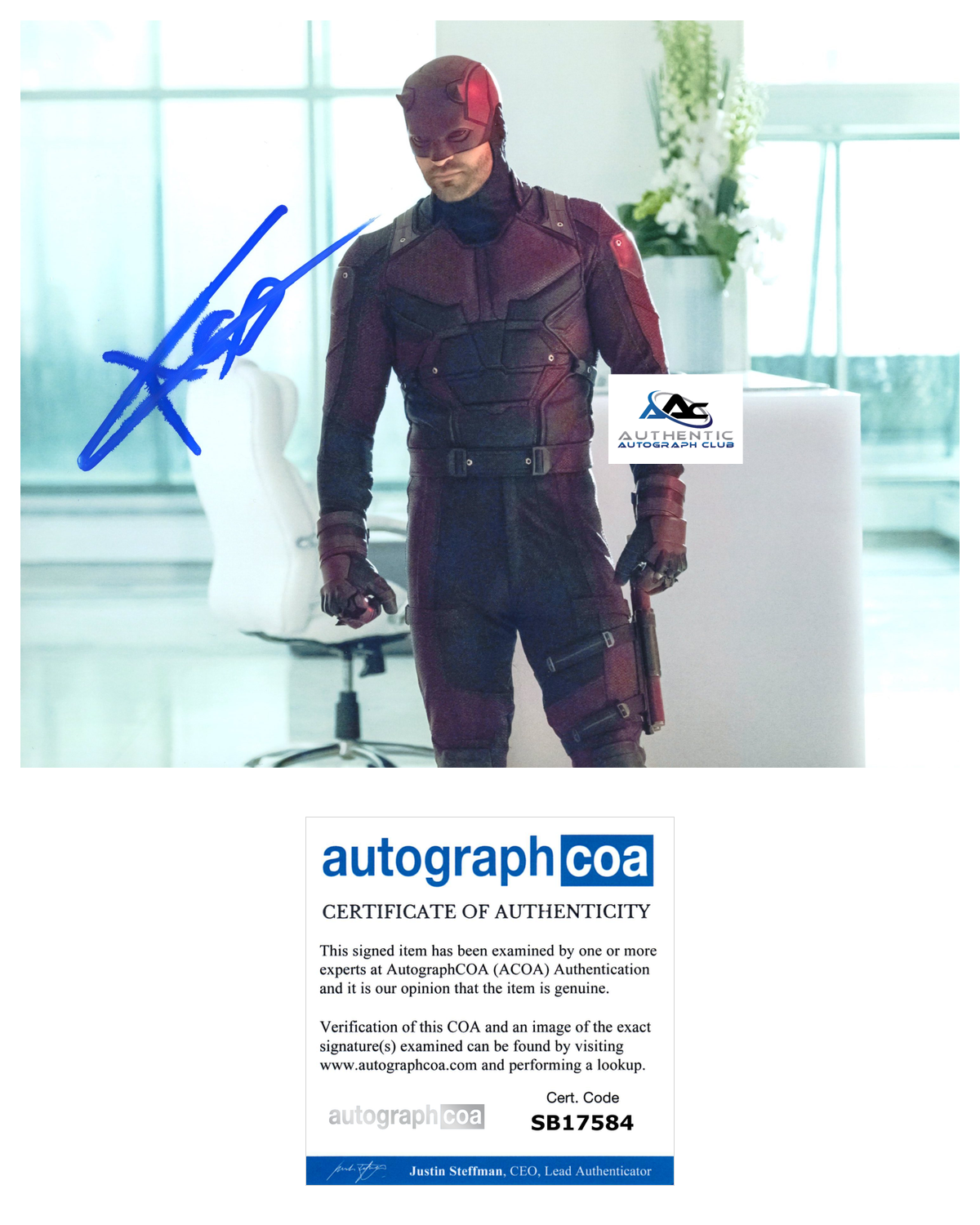 CHARLIE COX AUTOGRAPH SIGNED 8X10 PHOTO DAREDEVIL MATT MURDOCK ACOA