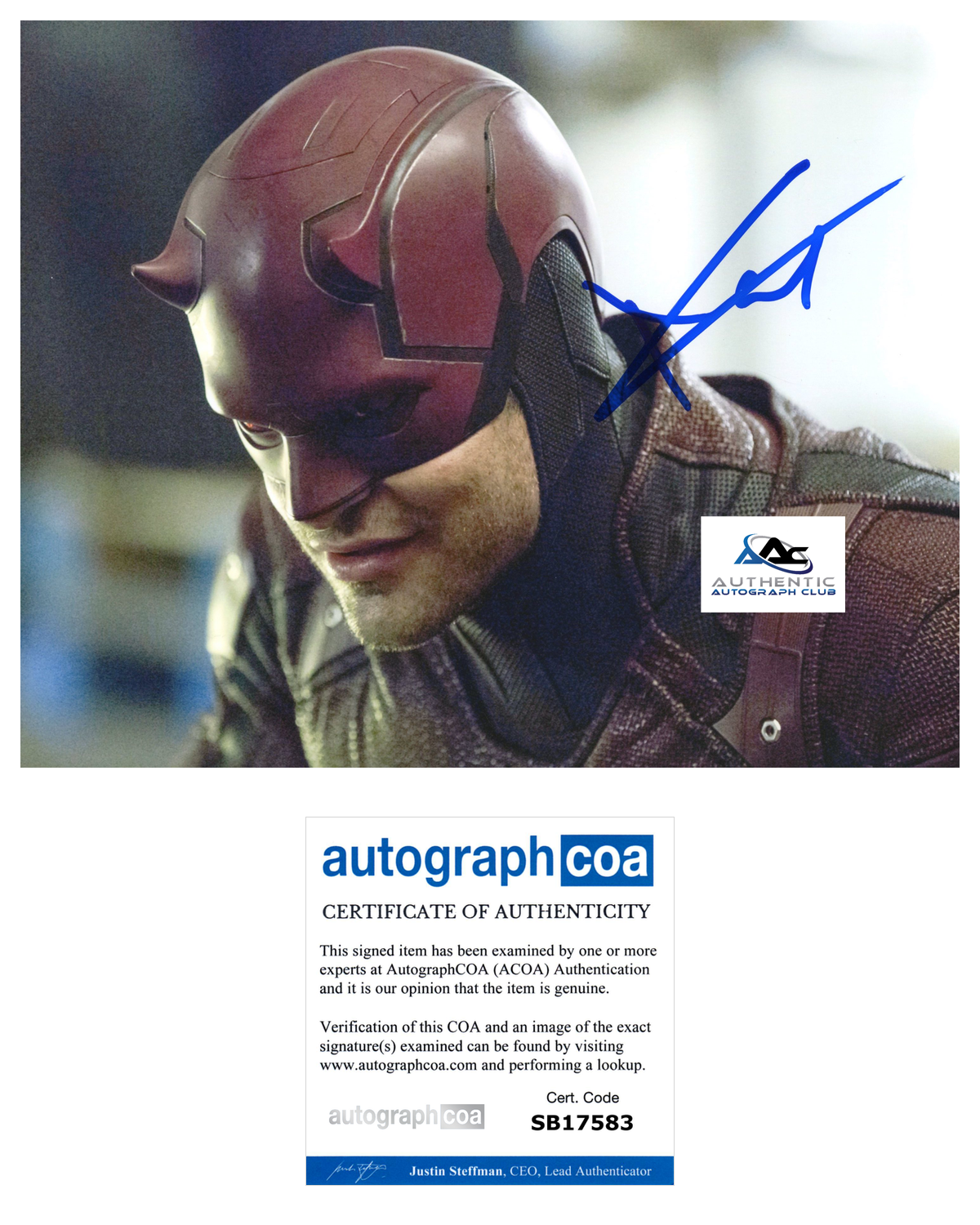 CHARLIE COX AUTOGRAPH SIGNED 8X10 PHOTO DAREDEVIL MATT MURDOCK ACOA