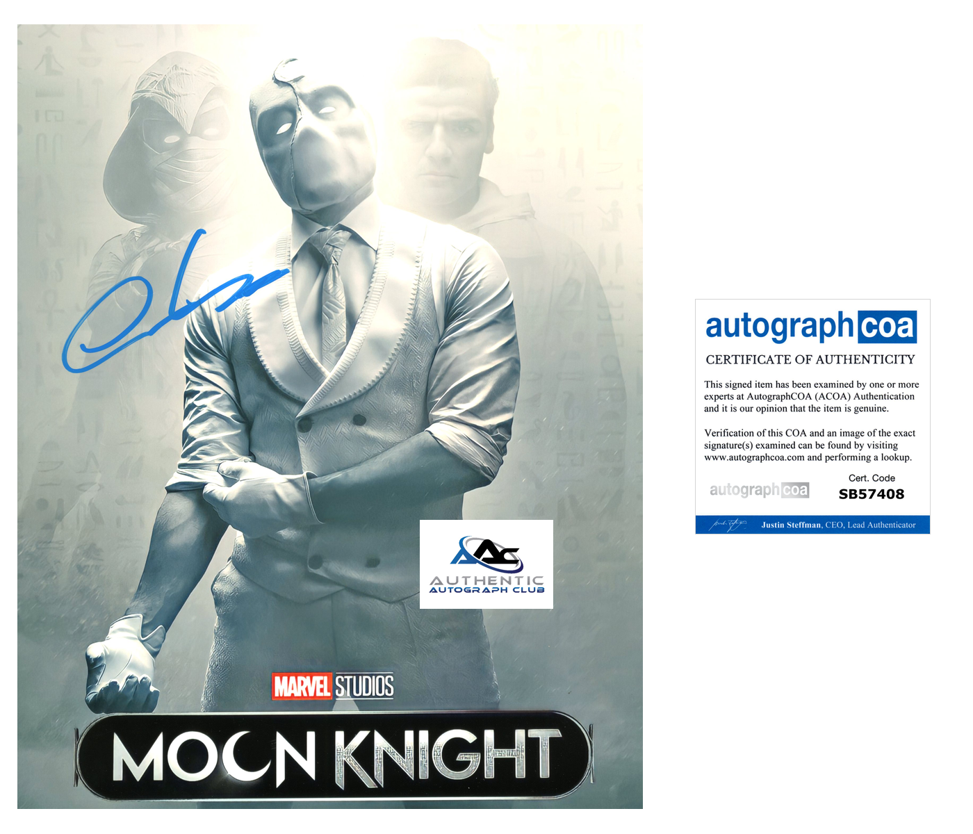 OSCAR ISAAC AUTOGRAPH SIGNED 8X10 PHOTO MOON KNIGHT MARVEL ACOA