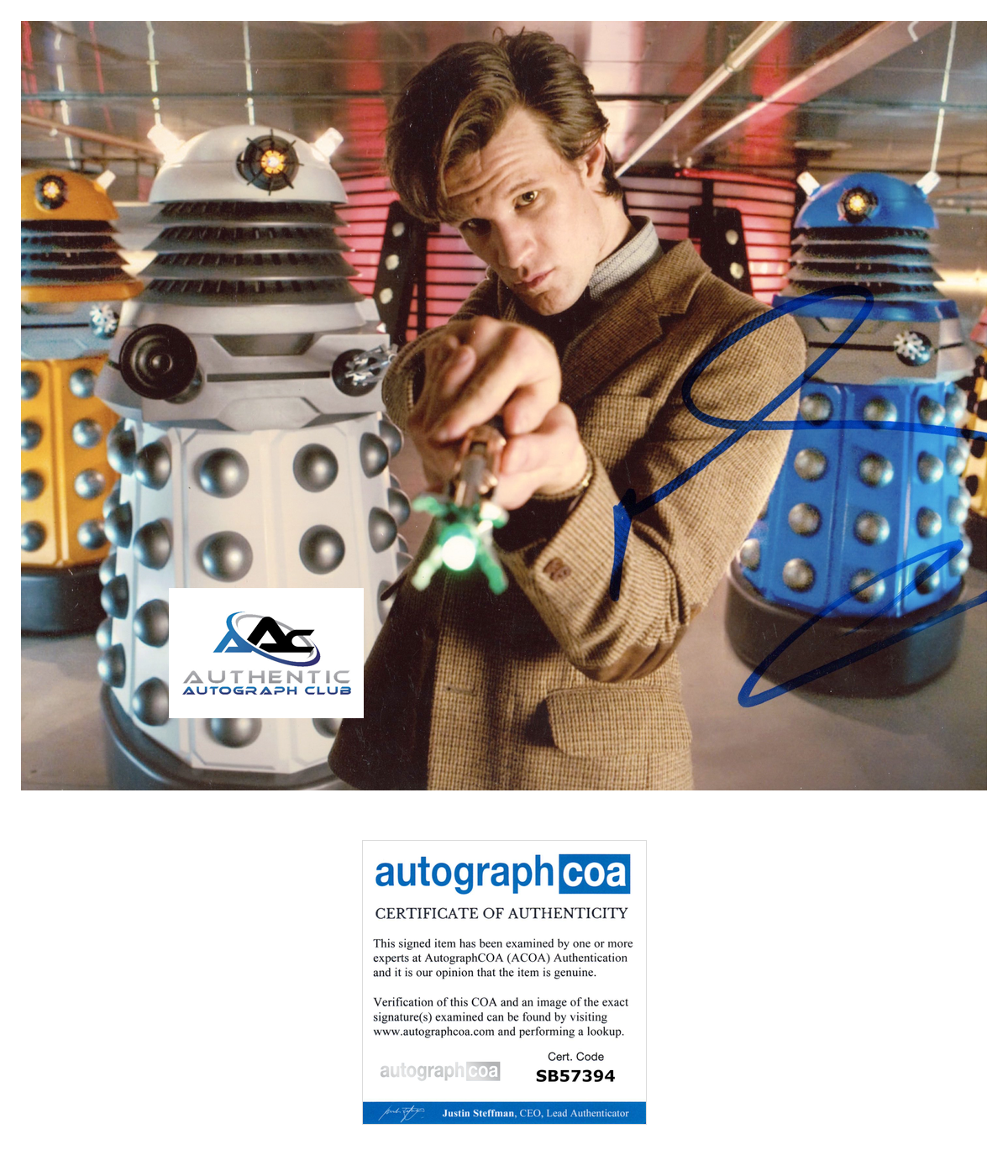 MATT SMITH AUTOGRAPH SIGNED 8x10 PHOTO DR DOCTOR WHO ACOA