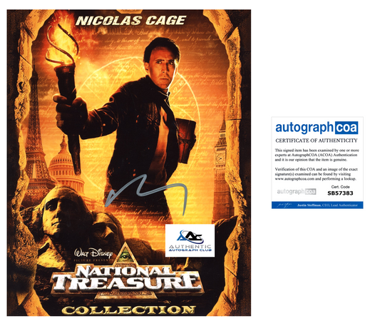 NICOLAS CAGE AUTOGRAPH SIGNED 8x10 PHOTO NATIONAL TREASURE ACOA