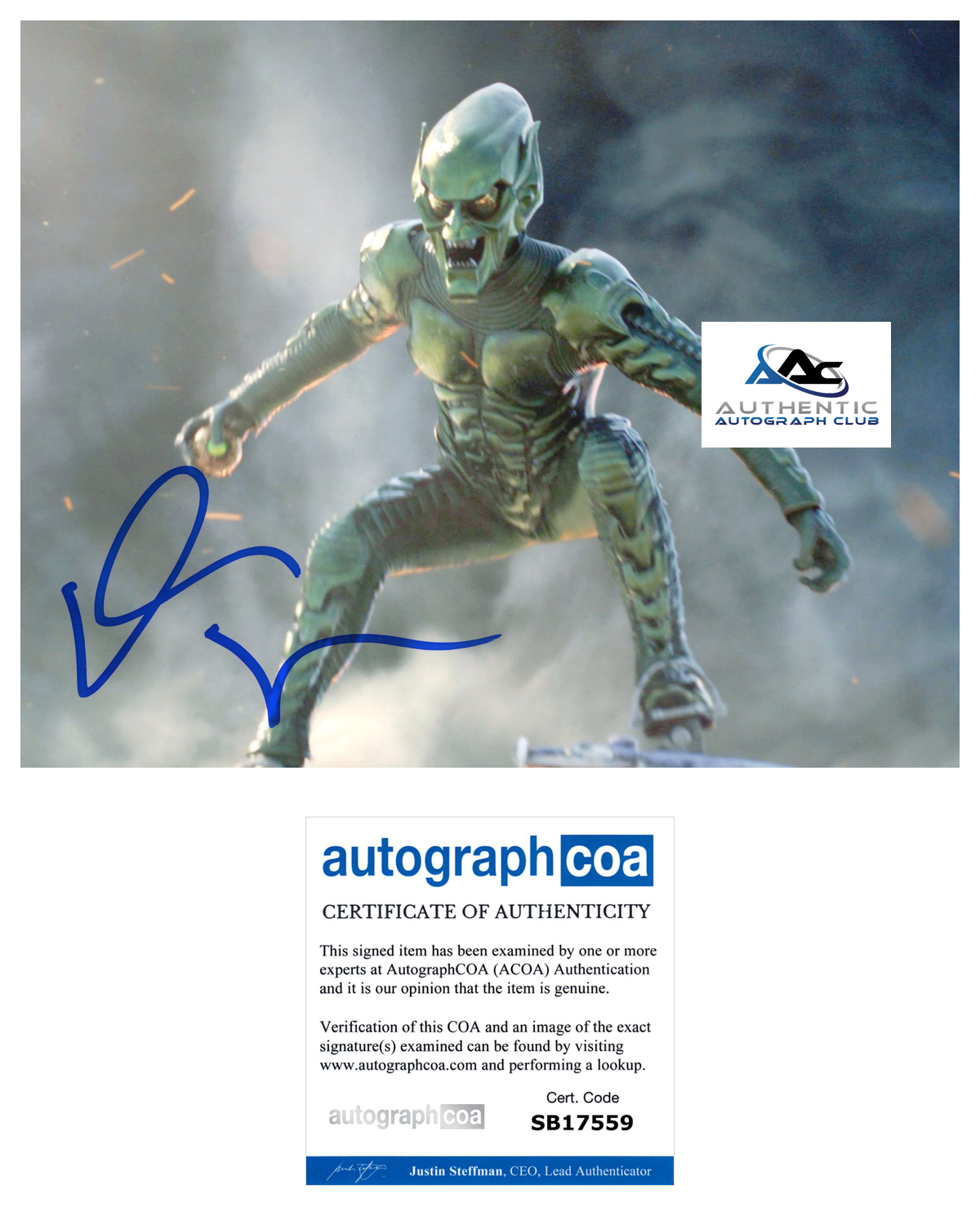 WILLEM DAFOE AUTOGRAPH SIGNED 8X10 PHOTO SPIDERMAN SPIDER-MAN GREEN GOBLIN ACOA