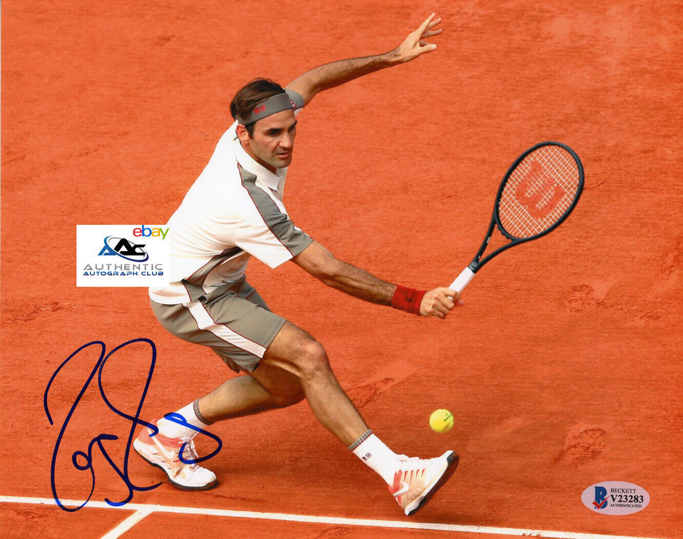 ROGER FEDERER AUTOGRAPH SIGNED 8x10 PHOTO TENNIS US OPEN FRENCH OPEN BECKETT BAS