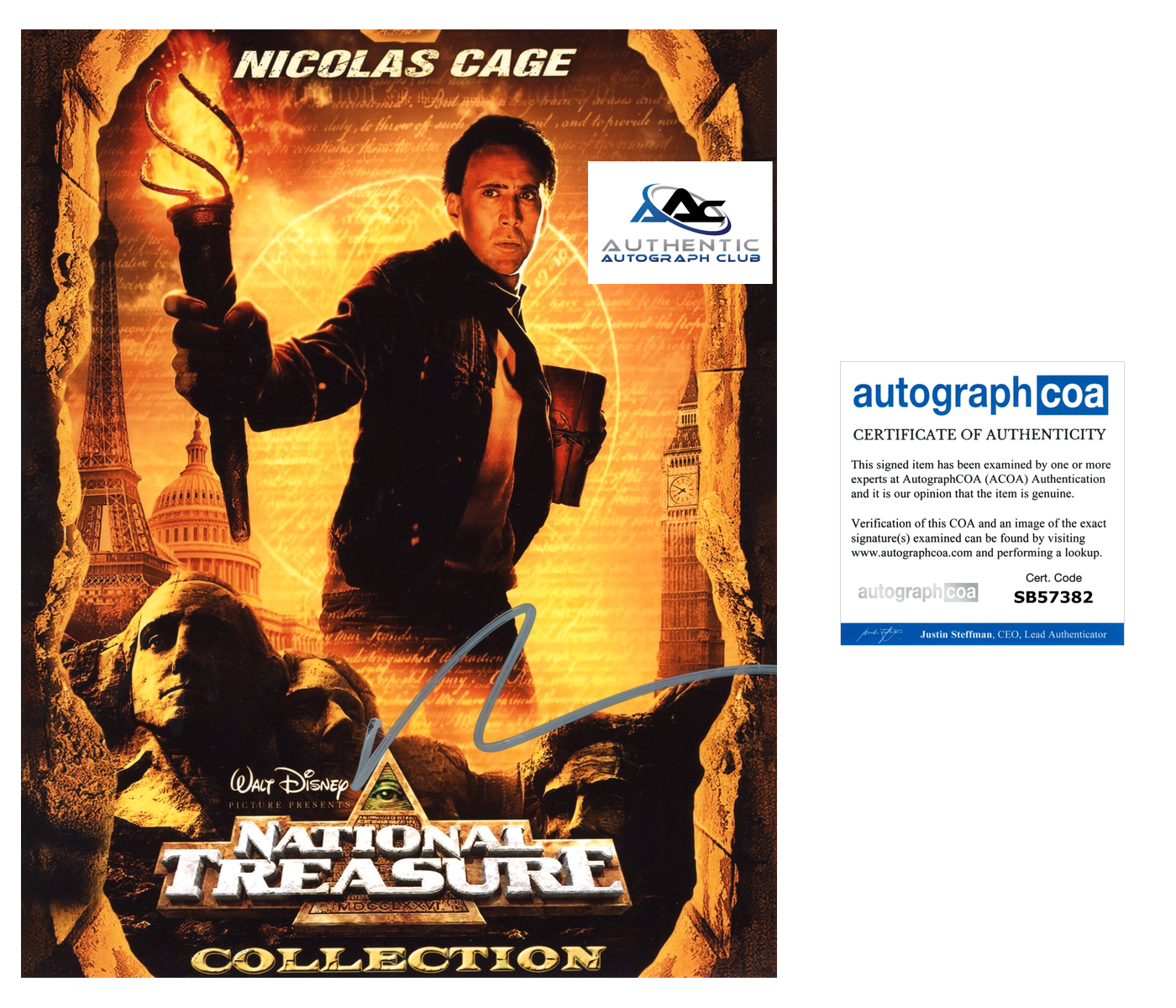 NICOLAS CAGE AUTOGRAPH SIGNED 8x10 PHOTO NATIONAL TREASURE ACOA