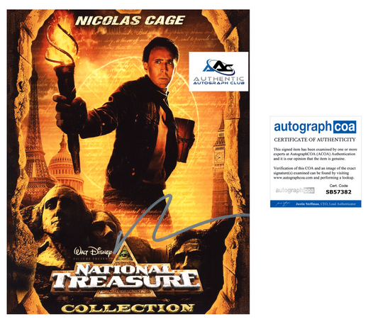 NICOLAS CAGE AUTOGRAPH SIGNED 8x10 PHOTO NATIONAL TREASURE ACOA