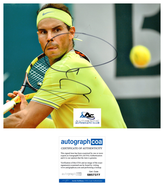 RAFAEL NADAL AUTOGRAPH SIGNED 8x10 PHOTO TENNIS US OPEN FRENCH OPEN ACOA