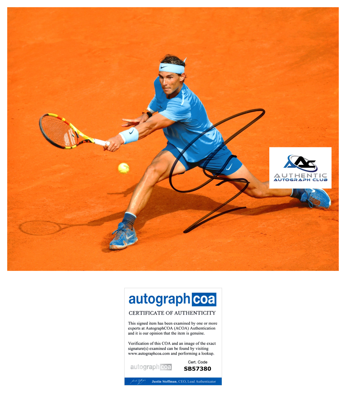 RAFAEL NADAL AUTOGRAPH SIGNED 8x10 PHOTO TENNIS US OPEN FRENCH OPEN ACOA