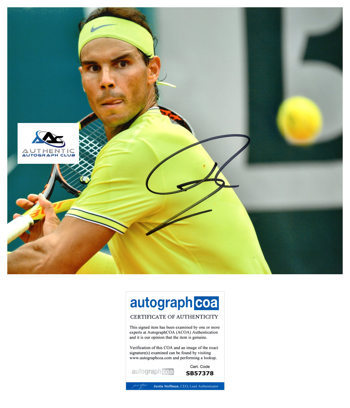 RAFAEL NADAL AUTOGRAPH SIGNED 8x10 PHOTO TENNIS US OPEN FRENCH OPEN ACOA