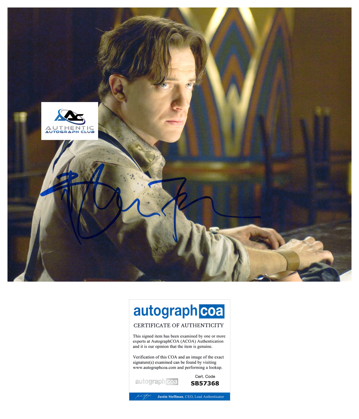 BRENDAN FRASER AUTOGRAPH SIGNED 8X10 PHOTO THE MUMMY ACOA