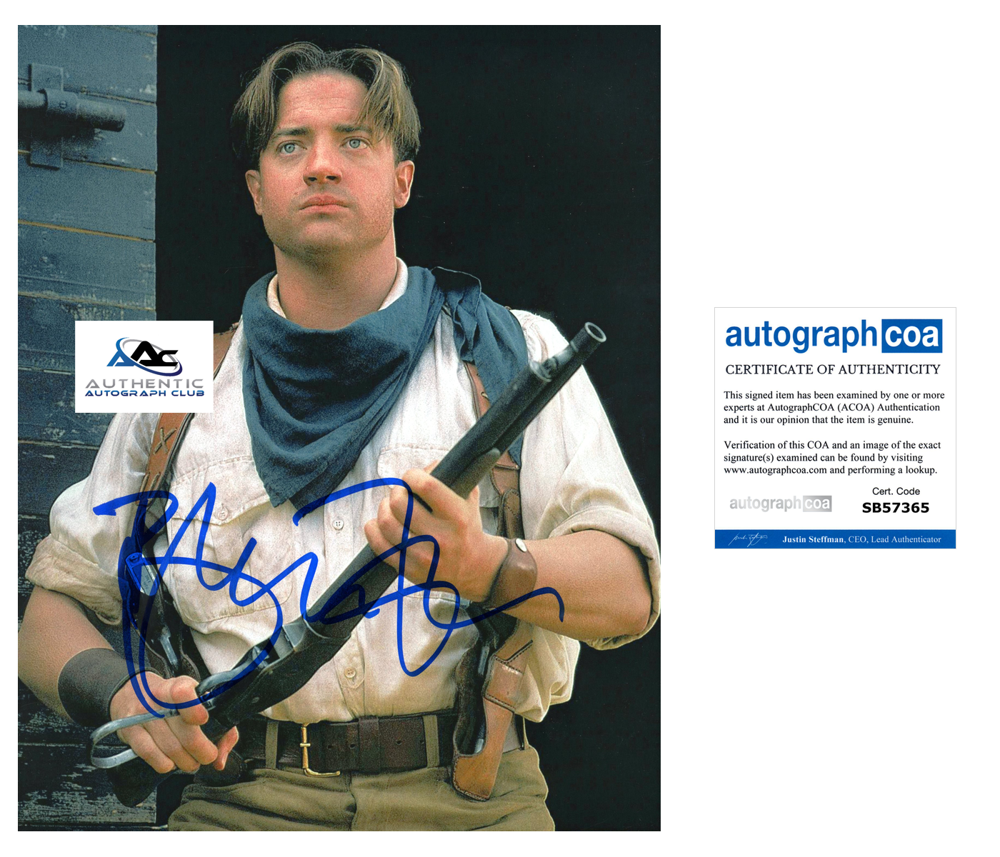 BRENDAN FRASER AUTOGRAPH SIGNED 8X10 PHOTO THE MUMMY ACOA