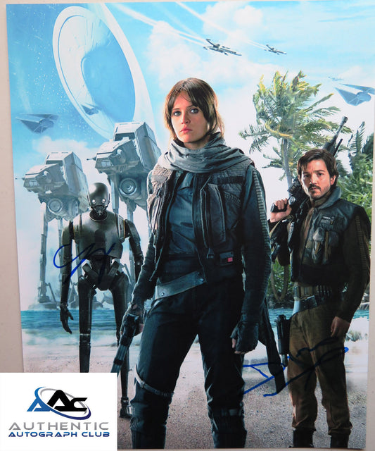 FELICITY JONES DIEGO LUNA AUTOGRAPH SIGNED 11X14 PHOTO STAR WARS ROGUE ONE COA