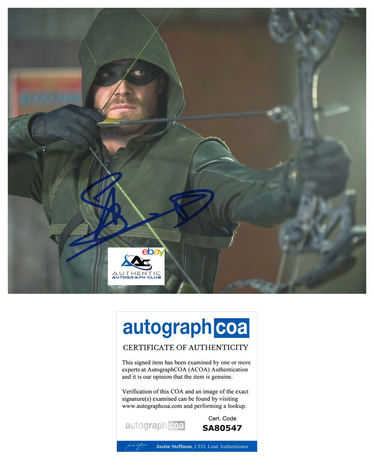 STEPHEN AMELL AUTOGRAPH SIGNED 8x10 PHOTO ARROW DC COMICS ACOA