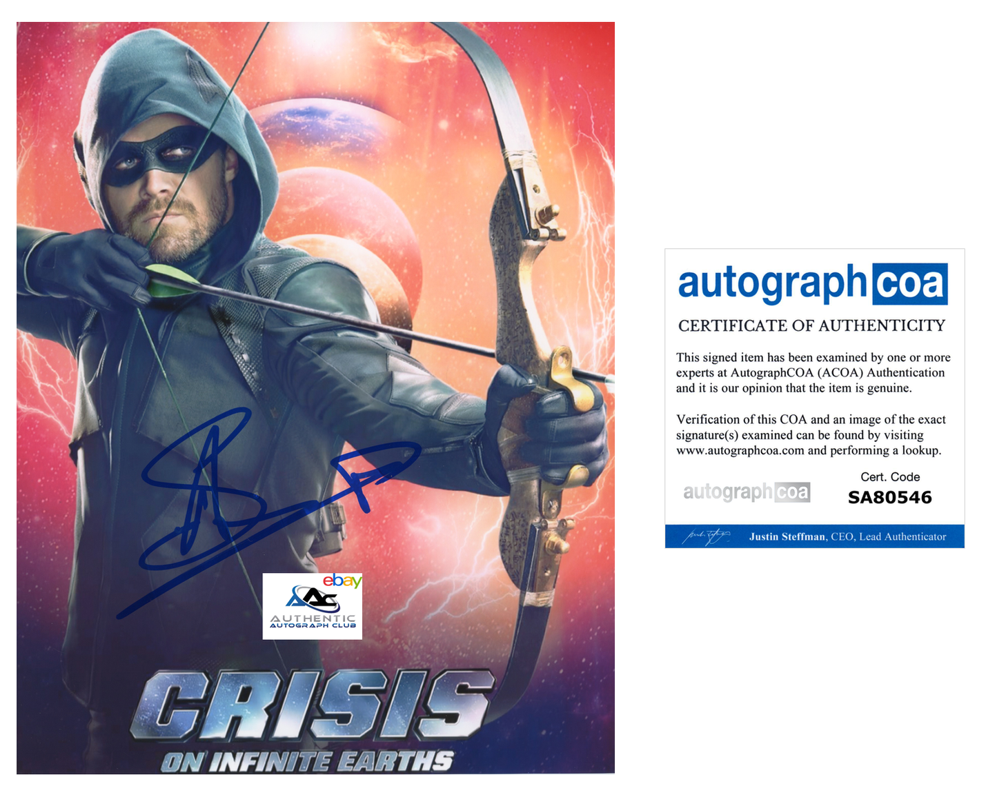 STEPHEN AMELL AUTOGRAPH SIGNED 8x10 PHOTO ARROW DC COMICS ACOA