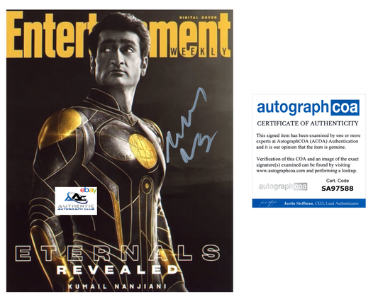 KUMAIL NANJIANI AUTOGRAPH SIGNED 8x10 PHOTO MARVEL ETERNALS ACOA COA