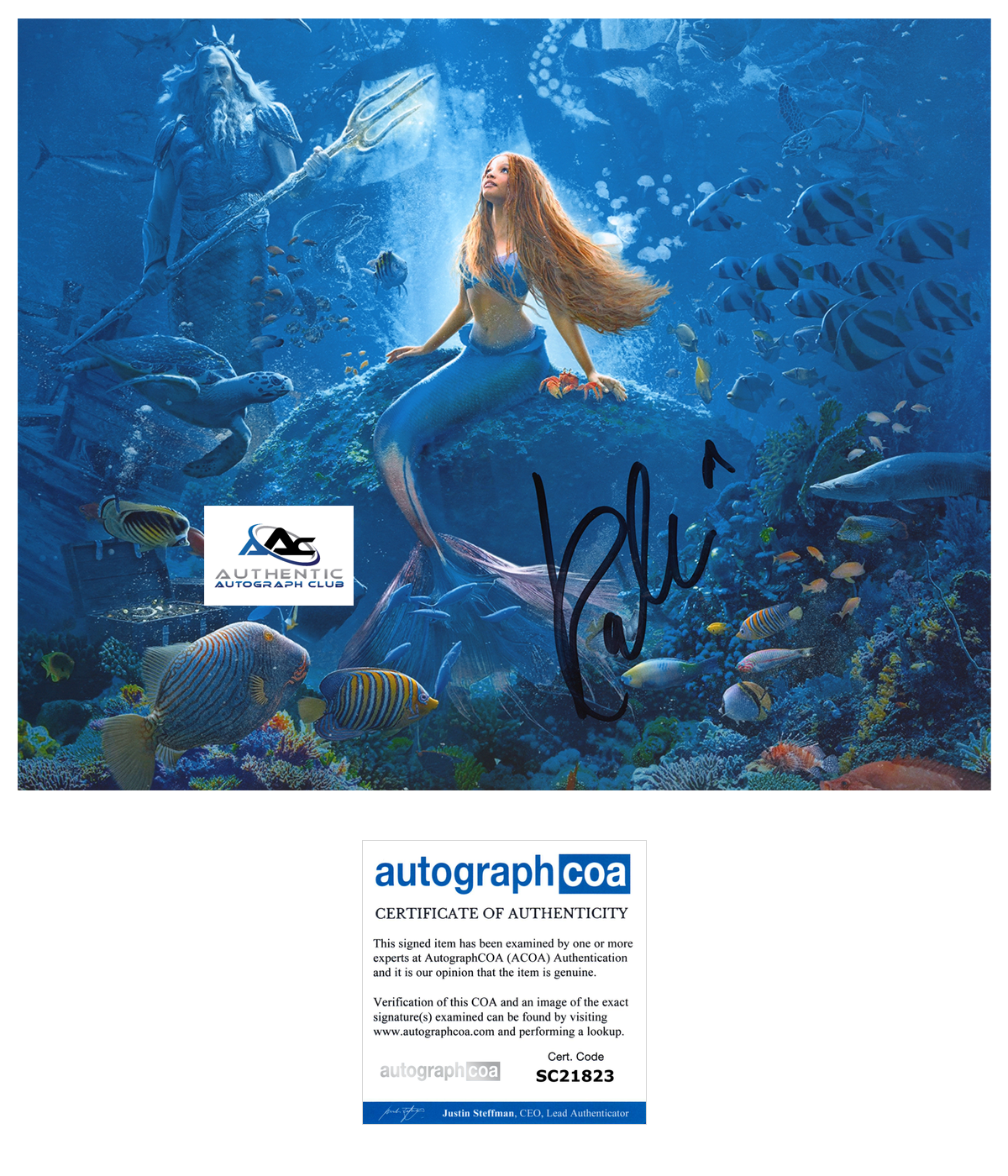 HALLE BAILEY AUTOGRAPH SIGNED 8x10 PHOTO THE LITTLE MERMAID ARIEL ACOA