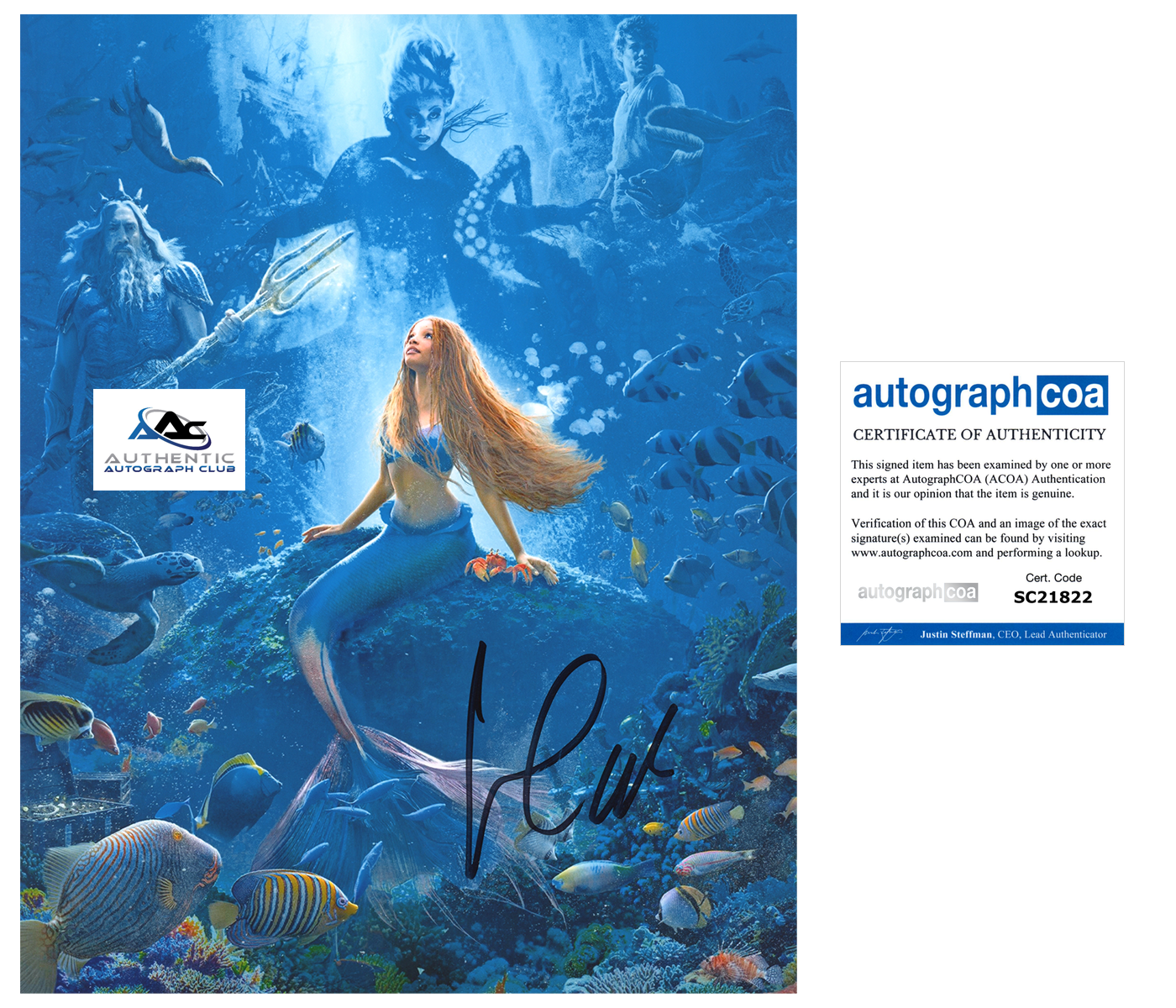 HALLE BAILEY AUTOGRAPH SIGNED 8x10 PHOTO THE LITTLE MERMAID ARIEL ACOA