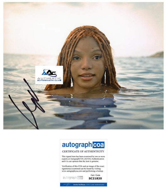 HALLE BAILEY AUTOGRAPH SIGNED 8x10 PHOTO THE LITTLE MERMAID ARIEL ACOA