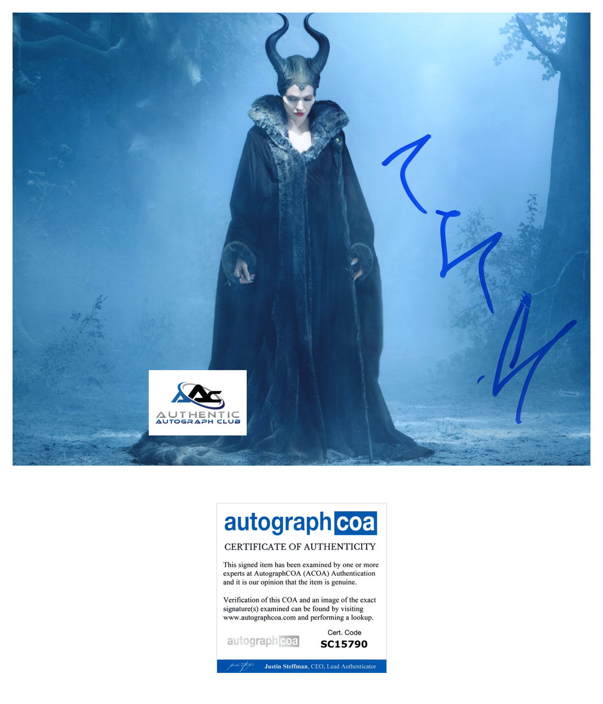 ANGELINA JOLIE AUTOGRAPH SIGNED 8x10 PHOTO DISNEY MALEFICENT ACOA