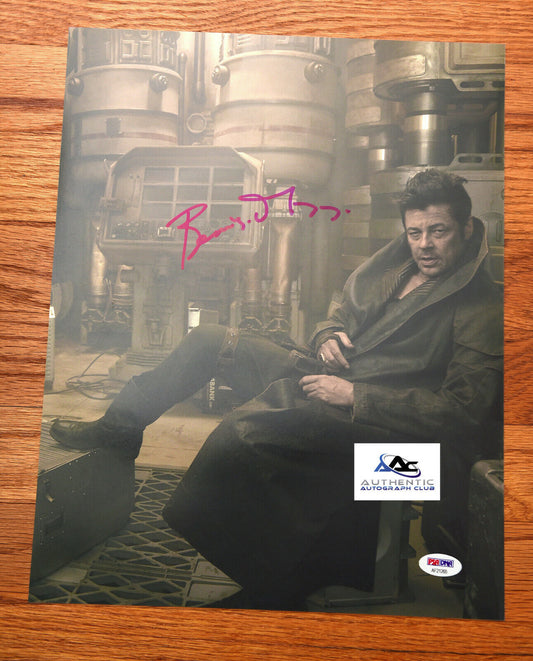 BENICIO DEL TORO AUTOGRAPH SIGNED 11X14 PHOTO STAR WARS THE LAST JEDI PSA COA