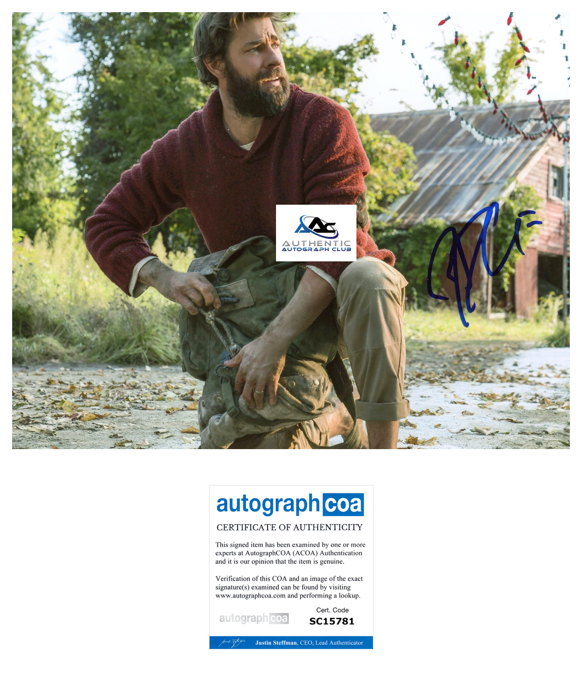 JOHN KRASINSKI AUTOGRAPH SIGNED 8x10 PHOTO A QUIET PLACE ACOA