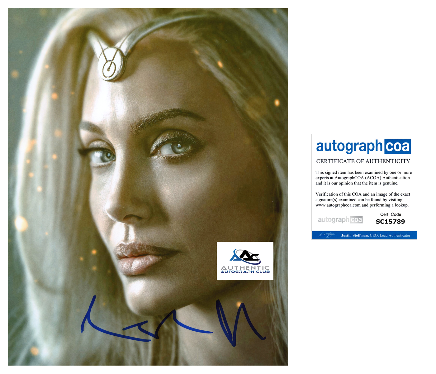 ANGELINA JOLIE AUTOGRAPH SIGNED 8x10 PHOTO MARVEL THE ETERNALS THENA ACOA