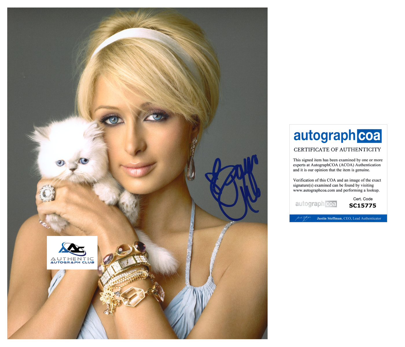 PARIS HILTON AUTOGRAPH SIGNED 8x10 PHOTO ACOA