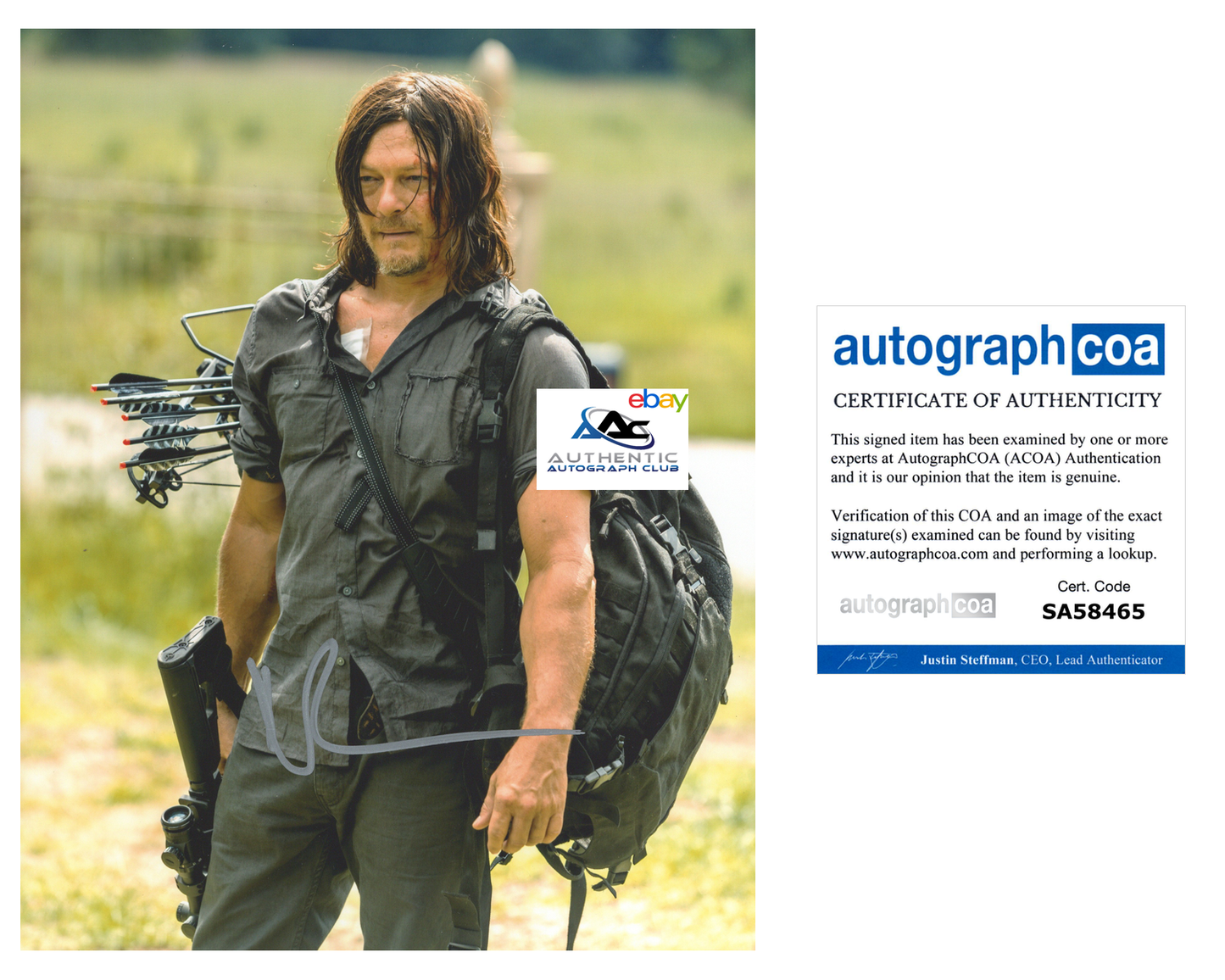 NORMAN REEDUS WALKING DEAD DARYL DIXON AUTOGRAPH SIGNED 8X10 PHOTO ACOA