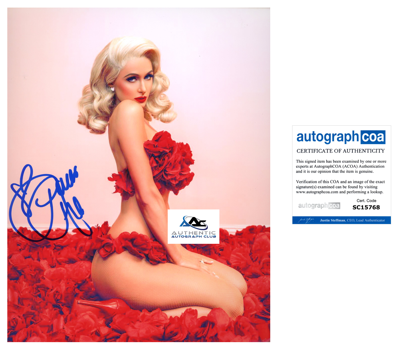 PARIS HILTON AUTOGRAPH SIGNED 8x10 PHOTO ACOA