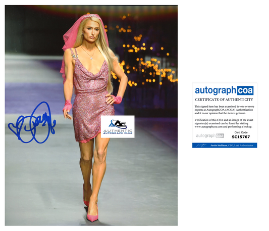 PARIS HILTON AUTOGRAPH SIGNED 8x10 PHOTO ACOA