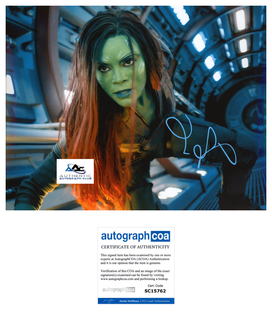 ZOE SALDANA AUTOGRAPH SIGNED 8x10 PHOTO GAMORA GUARDIANS OF THE GALAXY ACOA