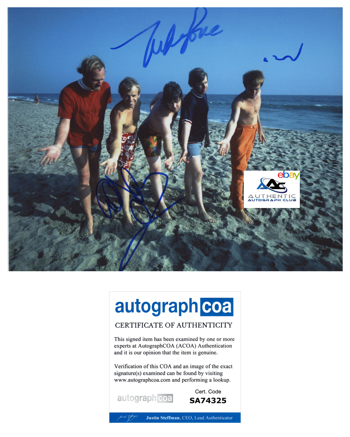 BEACH BOYS AUTOGRAPH SIGNED 8X10 PHOTO ACOA