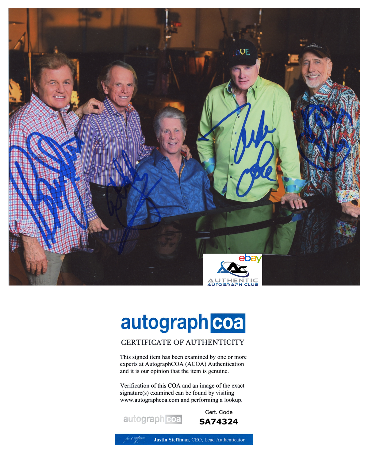 BEACH BOYS AUTOGRAPH SIGNED 8X10 PHOTO ACOA