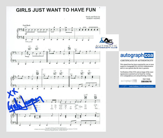 CYNDI LAUPER AUTOGRAPH SIGNED GIRLS JUST WANT TO HAVE FUN SHEET MUSIC ACOA