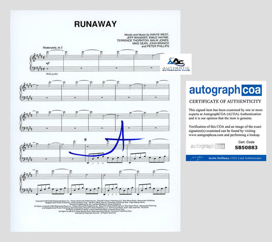 KANYE WEST AUTOGRAPH SIGNED RUNAWAY SHEET MUSIC ACOA