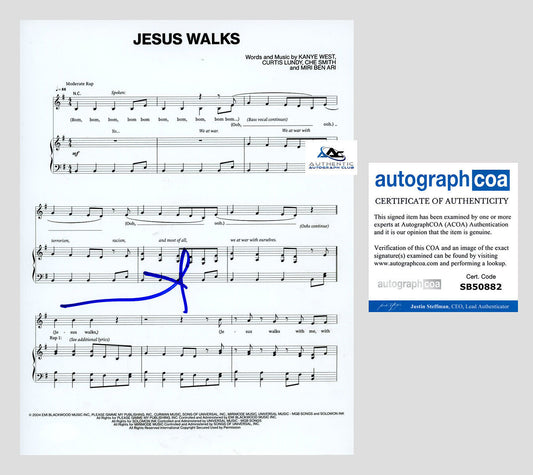 KANYE WEST AUTOGRAPH SIGNED JESUS WALKS SHEET MUSIC ACOA