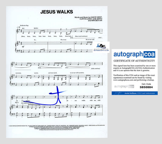 KANYE WEST AUTOGRAPH SIGNED JESUS WALKS SHEET MUSIC ACOA