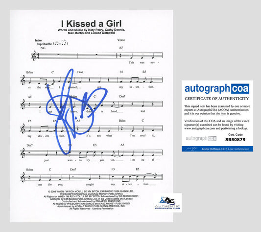 KATY PERRY AUTOGRAPH SIGNED I KISS A GIRL SHEET MUSIC ACOA