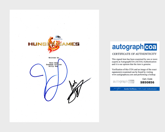 JENNIFER LAWRENCE JOSH HUTCHERSON AUTOGRAPH SIGNED HUNGER GAMES FULL SCRIPT ACOA