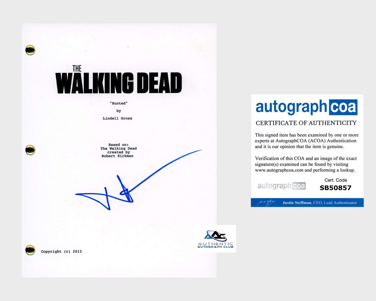 NORMAN REEDUS AUTOGRAPH SIGNED THE WALKING DEAD HUNTED FULL SCRIPT ACOA