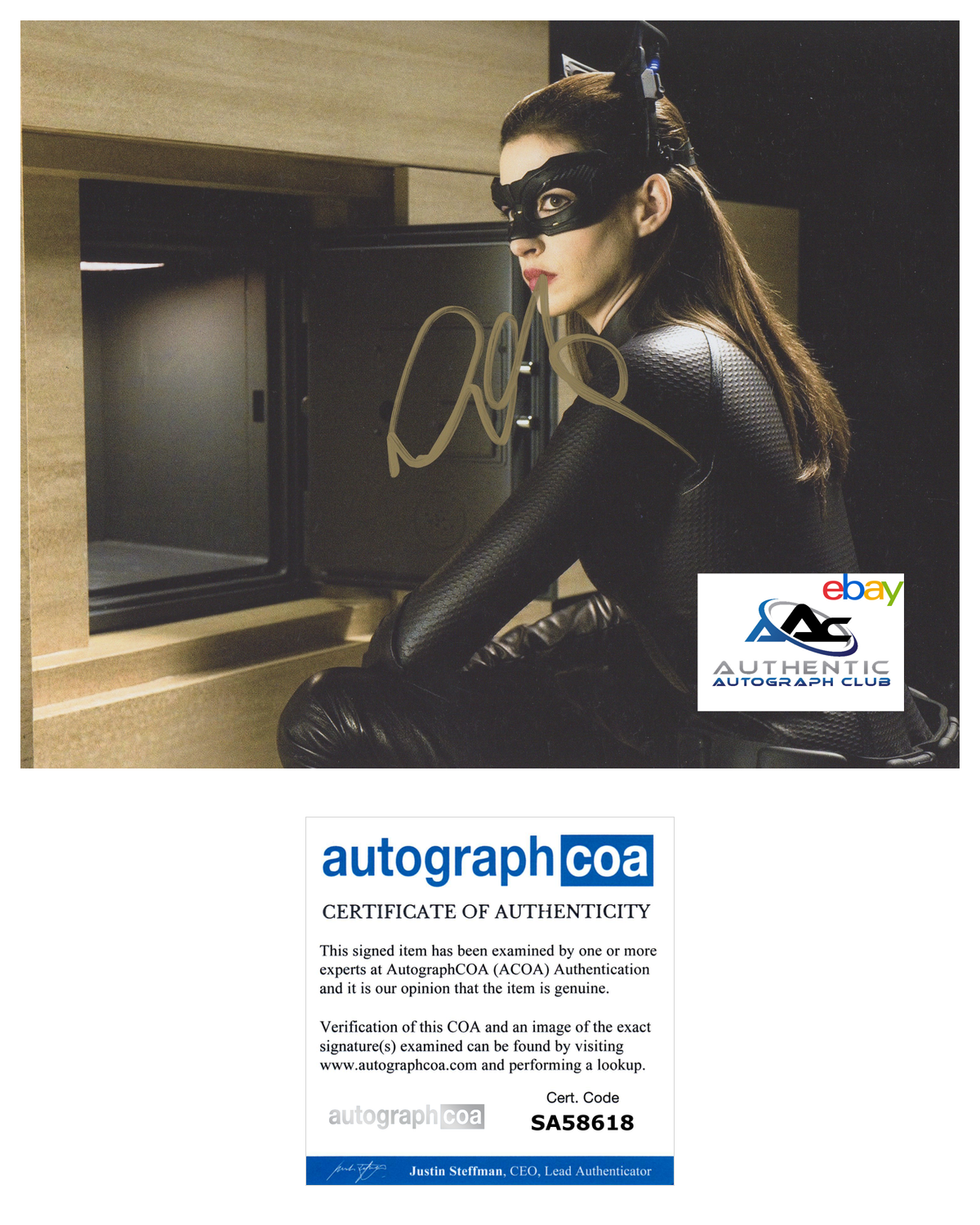 ANNE HATHAWAY AUTOGRAPH SIGNED 8X10 PHOTO OSCAR ACADEMY AWARD WIN CATWOMAN ACOA