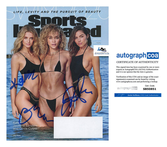 KATE BOCK, JASMINE SANDERS, OLIVIA CULPO AUTOGRAPH SIGNED SI MAGAZINE ACOA