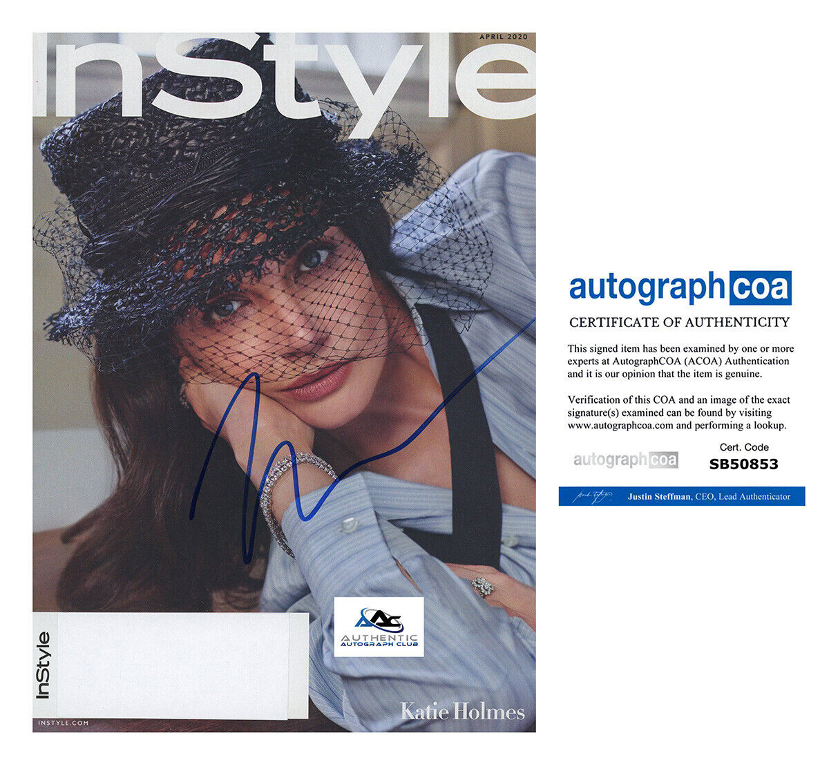 KATIE HOLMES AUTOGRAPH SIGNED INSTYLE MAGAZINE ACOA