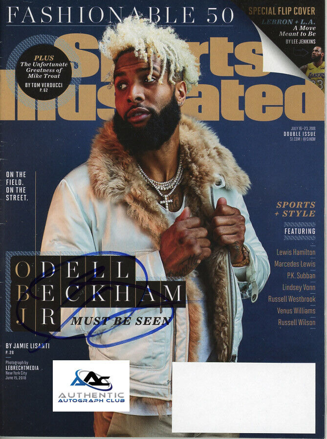 ODELL BECKHAM JR AUTOGRAPH SIGNED SPORTS ILLUSTRATED MAGAZINE COA