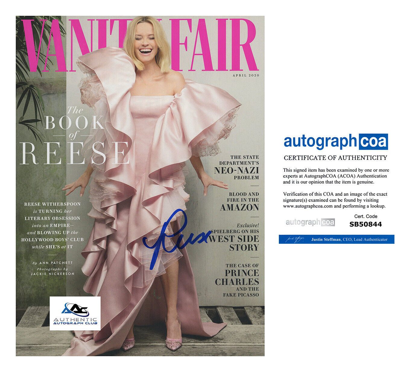 REESE WITHERSPOON AUTOGRAPH SIGNED VANITY FAIR MAGAZINE 2020 ACOA