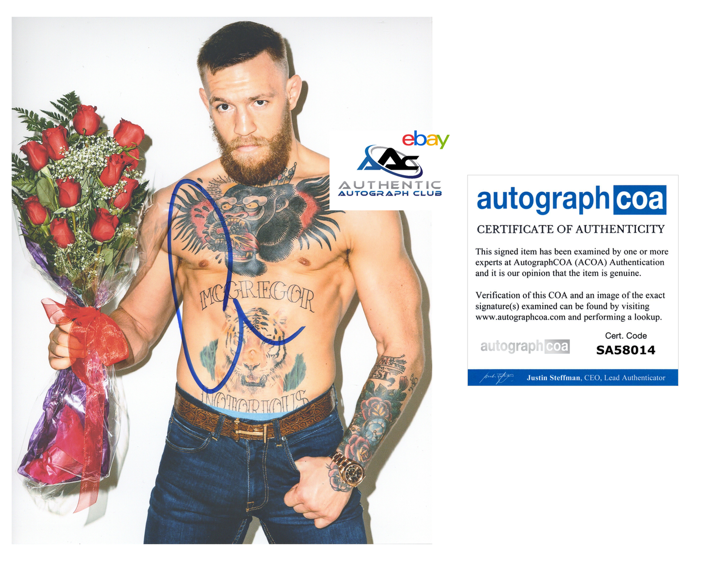 CONOR MCGREGOR AUTOGRAPH SIGNED 8x10 PHOTO MMA FIGHTER UFC CHAMPION COA