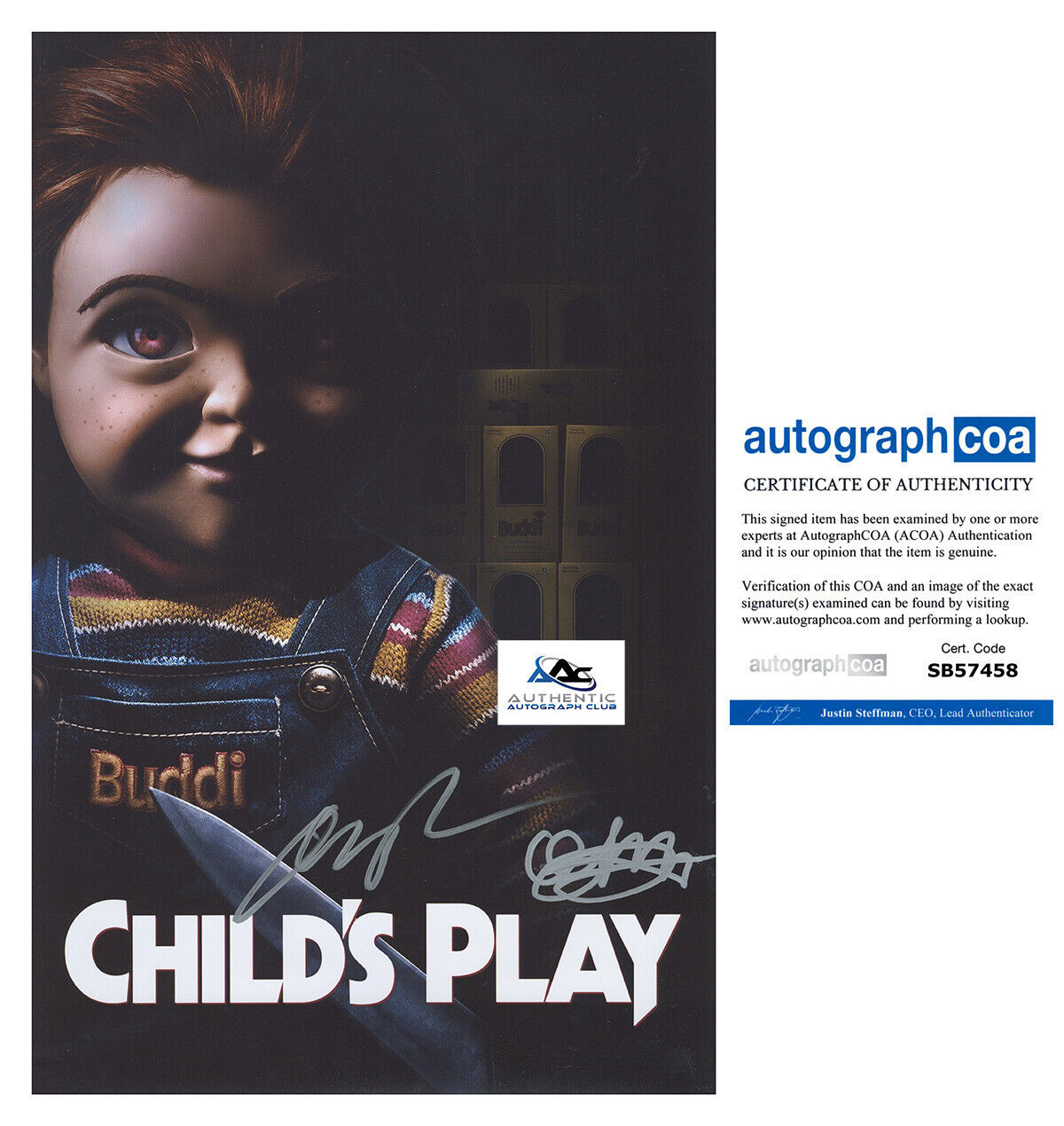 AUBREY PLAZA AND GABRIEL BATEMAN AUTOGRAPH SIGNED 11x17 PHOTO CHILD'S PLAY ACOA