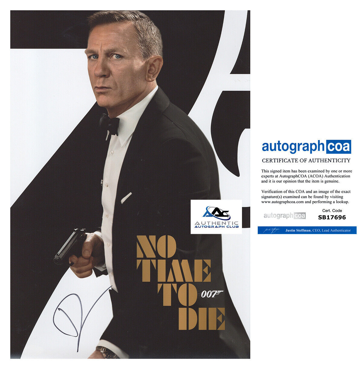 DANIEL CRAIG AUTOGRAPH SIGNED 12x18 PHOTO JAMES BOND 007 NO TIME TO DIE ACOA