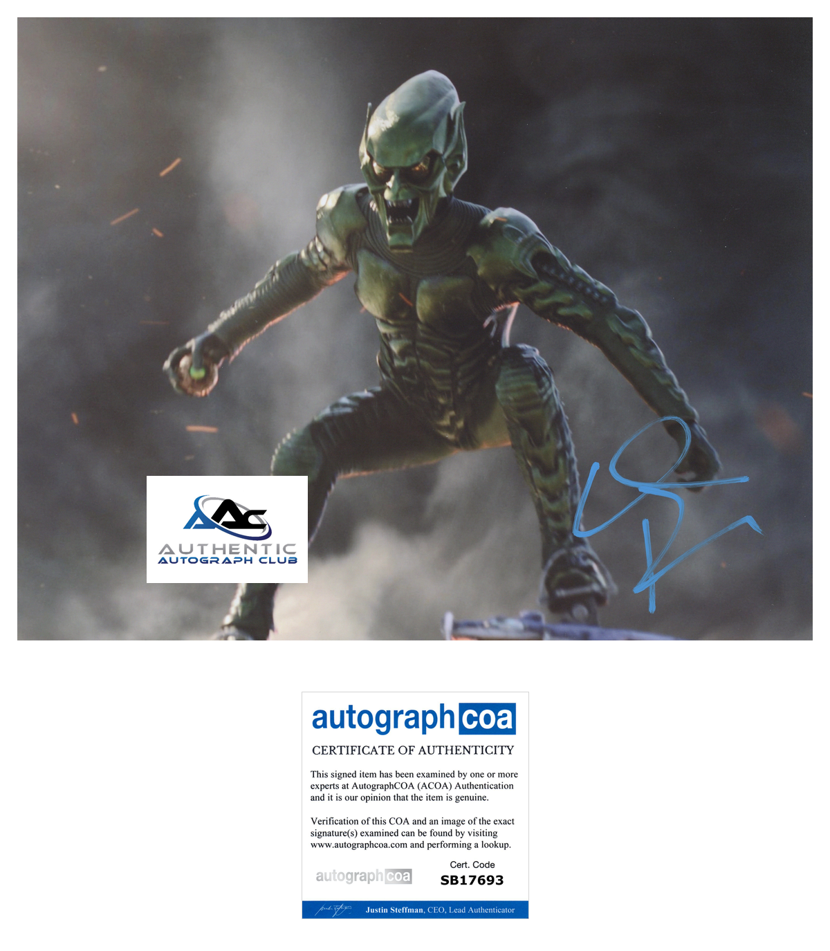 WILLEM DAFOE AUTOGRAPH SIGNED 11X14 PHOTO SPIDERMAN SPIDER-MAN GREEN GOBLIN ACOA